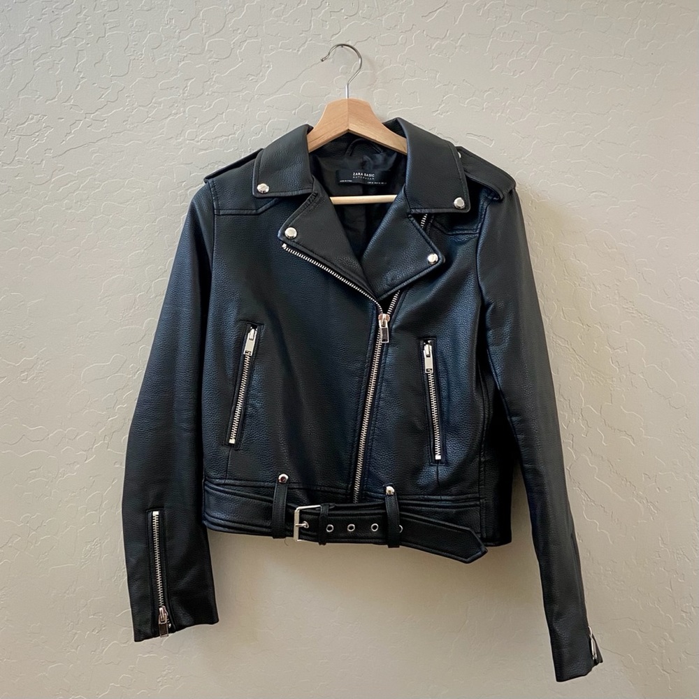 vegan leather motorcycle jacket from zara